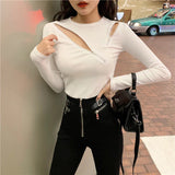 Kukombo Sexy Zipper Slim Fit Sweater Women Autumn Winter Long Sleeve Knitted Jumper Woman 2025 Streetwear Hollow Out Jerseys Female