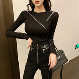 Kukombo Sexy Zipper Slim Fit Sweater Women Autumn Winter Long Sleeve Knitted Jumper Woman 2025 Streetwear Hollow Out Jerseys Female