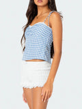 Kukombo Y2k Coquette Women Clothings Gingham Tank Top Sleeveless Aesthetic Plaid Print Cami Crop Top Summer Fairy Grunge Top Streetwear