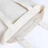 Kukombo Large Capacity Canvas Shoulder Handbag Folding Eco-Friendly Cotton Tote Bags Reusable DIY Shoulder Bag Grocery Bag Beige White