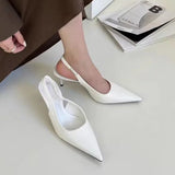 Kukombo Elegant High Heels Silver Pumps Women 2024Summer Slingbacks Pointed Toe Party Shoes Woman Solid Thin Heeled Sandals Ladies