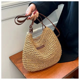 Kukombo Ladies Summer Straw Woven Crossbody Bag Women Beach Holiday Shopping Woven Shoulder Handbag Messenger Purses for Women Bags