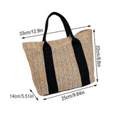 Kukombo Women Casual Rattan Handbags Fashion Summer Beach Straw Bag Wicker Woven Shoulder Bags Large Capacity Tote Travel Bag