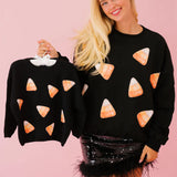 Kukombo Women Halloween Sweatshirt Sequin Ghost Oversized Long Sleeve Sweater Pumpkin Pullover Tops Shirt Y2K Streetwear