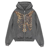 Kukombo Skeleton Zip Up Hoodie