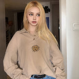 Kukombo Sun Embroidery Button Up Sweatshirt