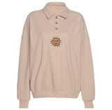 Kukombo Sun Embroidery Button Up Sweatshirt