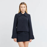 Kukombo Elegant Skirt 2 Piece Set Women's Solid Long Sleeve Single Breasted Lapel Jacket High Waist Slim Skirt Street Skirt Set