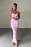 Kukombo valentines day outfits Sexy backless pleated long skirt evening dress