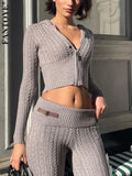 Kukombo outfit Knitted Long Sleeve Zipper Hooded Women Two Piece Sets Thicken Sweater Skinny Long Pant Suit Solid Casual Sweatshirt