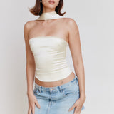 Kukombo Women Y2k Tube Top Fairy Grunge Strapless Sleeveless Backless Crop Top Sexy Lace Sheer Going Out Cami Top Streetwear