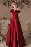 Kukombo valentines day outfits Wine red evening dress