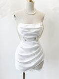 Kukombo Homecoming Dress Party Outfits cute a line white strapless homecoming dress 18th birthday outfits P2093