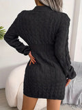 Kukombo Homecoming Dress Party Outfits Body-Con Cable Knit Crewneck Sweater Dress