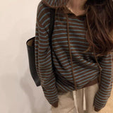 Kukombo New Student Striped Knit Hoodie