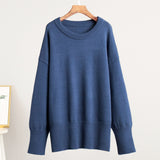 Kukombo Fall Knitted Sweater Women's Solid Casual Loose O-Neck Pullover Streetwear Versatile Top Long Sleeve Knitted Sweater