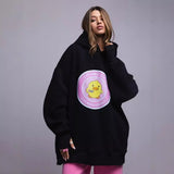 Kukombo Outfit Women's Fall Hoodie Loose Athleisure Printed Hooded Sweatshirt Cotton Hoodie O-neck Pullover Warm Streetwear Hoodie Top