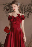 Kukombo valentines day outfits Wine red evening dress