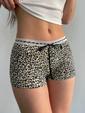 Kukombo Outfit Shorts Gothic Women's Clothes Gothic Punk Hot Pants Summer Sexy Bow leopard print High waist Short Sweet Girl Hip hop Y2k Shorts