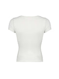 Kukombo Black Solid Slim Elegant Basic Short Sleeve Tees Lace Trim Cute Y2K V Neck White T Shirts Women Summer Streetwear Tops