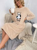 Kukombo Homecoming Dress Party Outfits Cartoon Panda Pattern Long Pajama Dress