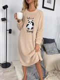 Kukombo Homecoming Dress Party Outfits Cartoon Panda Pattern Long Pajama Dress