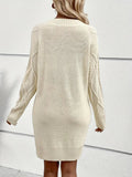 Kukombo Homecoming Dress Party Outfits Casual Crewneck Solid Color Knit Sweater Dress