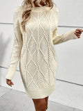 Kukombo Homecoming Dress Party Outfits Casual Crewneck Solid Color Knit Sweater Dress