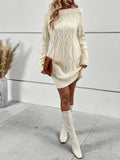 Kukombo Homecoming Dress Party Outfits Casual Crewneck Solid Color Knit Sweater Dress