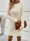 Kukombo Homecoming Dress Party Outfits Casual Crewneck Solid Color Knit Sweater Dress