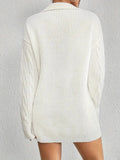 Kukombo Homecoming Dress Party Outfits Collar Neck Cable Knit Sweater Dress