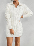 Kukombo Homecoming Dress Party Outfits Collar Neck Cable Knit Sweater Dress