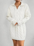 Kukombo Homecoming Dress Party Outfits Collar Neck Cable Knit Sweater Dress