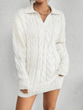 Kukombo Homecoming Dress Party Outfits Collar Neck Cable Knit Sweater Dress