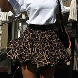 Kukombo Women's Leopard Print Skirt Retro Sexy Pleated A-Line Skirt High Waist Slim Casual Party Street Y2k Ruffle Skirt Outfits