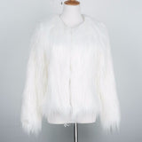 Kukombo Outfit  Autumn Winter Furry Faux Fur Coat Women Fluffy Warm Long Sleeve Female Outerwear Coat Jacket Hairy Collarless Overcoat