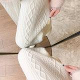 Kukombo Outfit Autumn and Winter Knitted Wide-leg Pants for Women's Casual Loose Twist Pants Fashion High Waist Long Pants