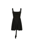 Kukombo Solid Elegant Fashion Backless Sexy A Line Short Dress Women Sleeveless Square Collar Fit And Flare Dresses