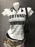 Kukombo Y2k Sexy Slim Tshirt Goth Crop Top 2000s Halter Punk Short Sleeve Woman Clothing Letter Print Streetwear Aesthetic Harajuku Tees ootd