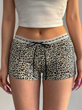 Kukombo Outfit Shorts Gothic Women's Clothes Gothic Punk Hot Pants Summer Sexy Bow leopard print High waist Short Sweet Girl Hip hop Y2k Shorts