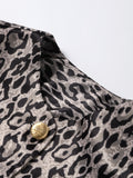 Kukombo Leopard Puffy Sleeve Shirt T-Shirt Print Round Neck Loose Slimming Cardigan Women Short Sleeved Blouse Golden Button Top Summer ootd outfit idea