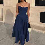 Kukombo Elegant Backless Sleeveless Long Dress Women's Sexy Off Shoulder Spaghetti Straps A Line Dress Party Luxury Dress Robe