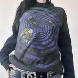 Kukombo Fairy Grunge Long Sleeve Crop Top Women Y2k Gothic Graphic Tee Teen Girls Emo T Shirt Vintage Aesthetic Clothes