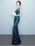 Kukombo valentines day outfits  Elegant Mermaid Evening Dress Sleeveless Sequins Robe De Soriee V-neck Tulle Prom Gown Beads Formal Dress New 2024