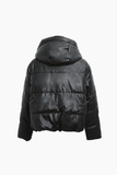 Kukombo Faux Leather Hooded Puffer Jacket