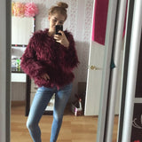 Kukombo Outfit  Autumn Winter Furry Faux Fur Coat Women Fluffy Warm Long Sleeve Female Outerwear Coat Jacket Hairy Collarless Overcoat