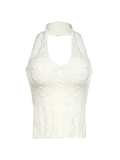 Kukombo Halter Cable Knit Tank Top