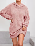 Kukombo Homecoming Dress Party Outfits Hooded Teddy Long Sleeve Robe Dress