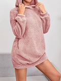 Kukombo Homecoming Dress Party Outfits Hooded Teddy Long Sleeve Robe Dress