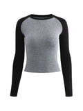 Kukombo Raglan Sleeve Ribbed Crop Top